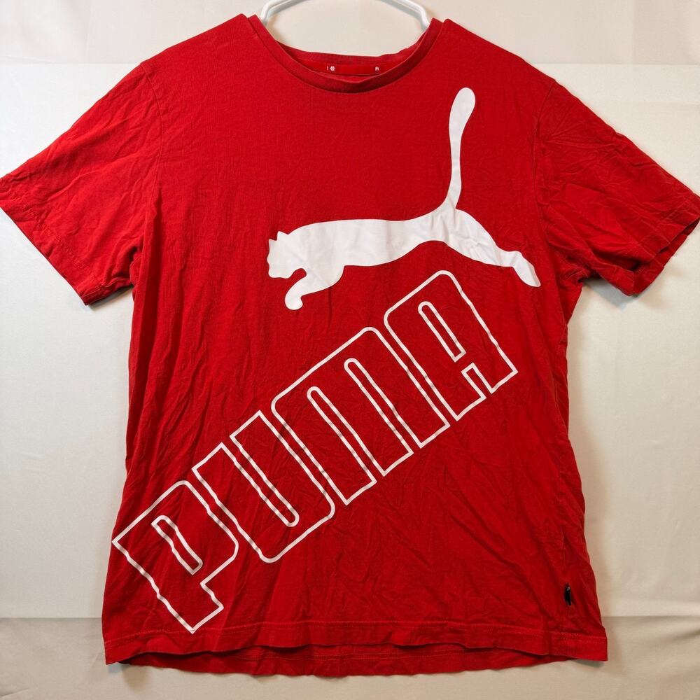 Puma Big Logo Graphic T Shirt Red Mens Size Large